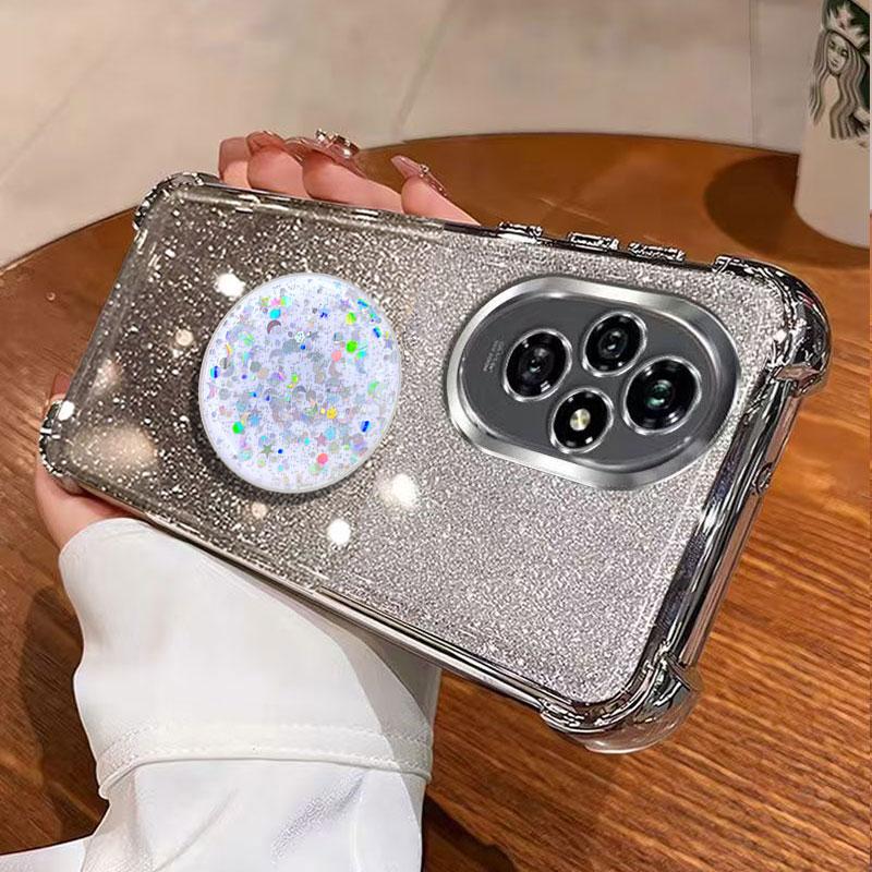 Shiny Star Stand Holder Case For Honor 200 pro Lite Smart X8C X6C X6A X6B X8A X8B Silicone Shockproof Glitter Cover with Ring