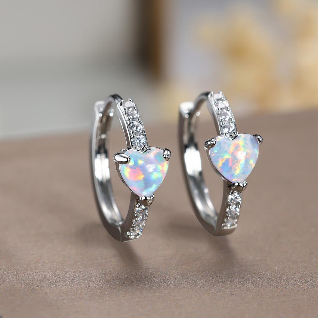 Hot Selling Champagne Heart-shaped Micro Inlaid White Diamond Earrings with Round Earrings for Women High End Earrings