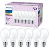 Pack de 6 ampoules led - philips - e27 - 60w - blanc chaud - verre