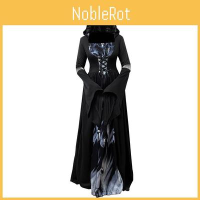 Halloween Witch Costume Hooded For Women With Polyester Fabric For Stage Use And Cosplay