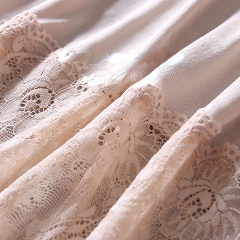 Hosenträger Seide Spitze Slip Kleid Unterkleid Nachtwäsche Ärmellos Rundhals Frühling Koreanisch Klassisch Basic Elegant Trend