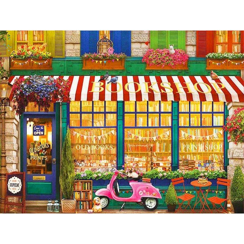 Full Round Diamond Streetside Shop Mosaic Art Diamond Embroidery Picture Rhinestones Cross Stitch Home Decor