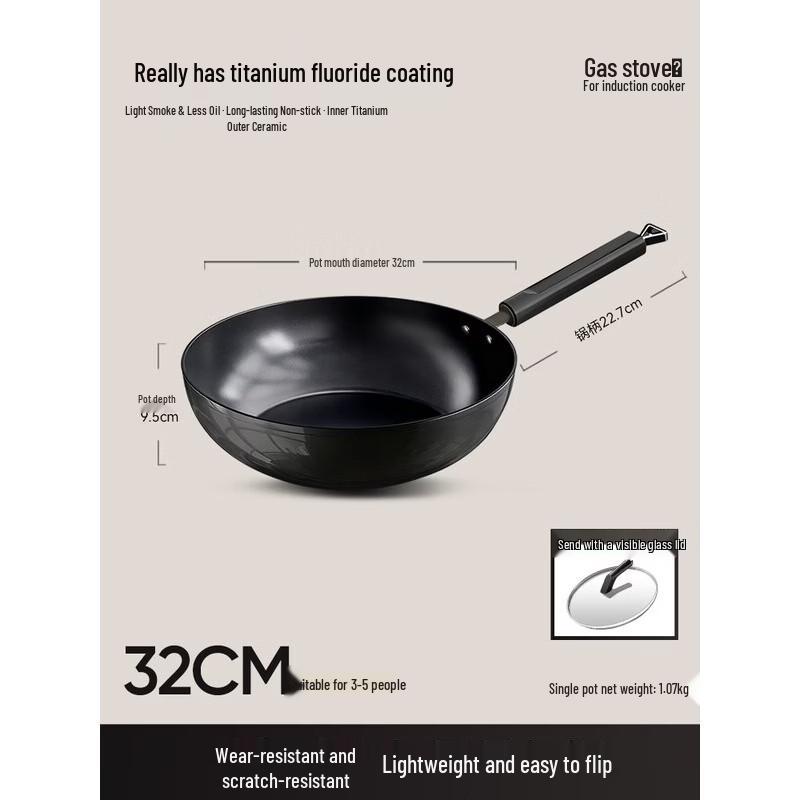 Royalstar 32CM Ceramic Titanium Non-stick Wok