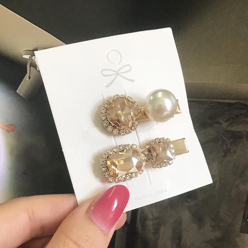 Set Women Hair Clips Jewelry Crystal Hair Accessories For Girls Pearl Geometric Barrettes Pins Christmas Gift