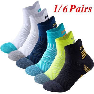 1/6 Pairs Running Sock Men Sports Fitness Cushioned Short Tube Low Cut Boat Ankle Breathe Socks