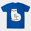 Asian Size Men Black Print T-shirt Middle Finger Cat No-Cut Print Cotton Tshirt