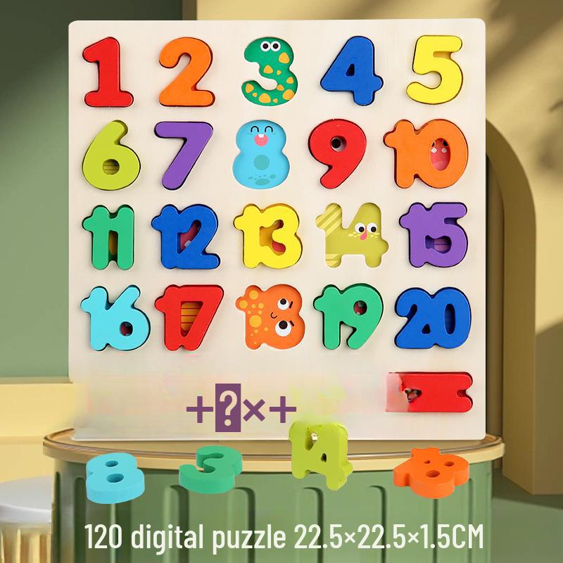 

3D деревянная головоломка с цифрами и буквами для раннего развития детей