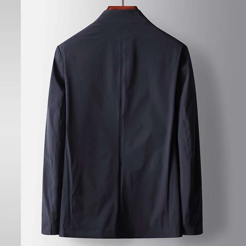 Spring and Autumn New Stand-up Collar Seamless Pressed Rubber Middle-aged and Young People Light Luxury Business Leisure Thin Jacket