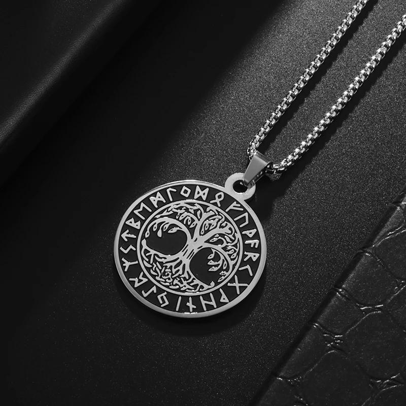 Модное Персональное Круглое Подвесное Ожерелье Бренд Дерево Жизни Креативное Ожерелье из Нержавеющей Стали Украшения для Мужчин и Женщин