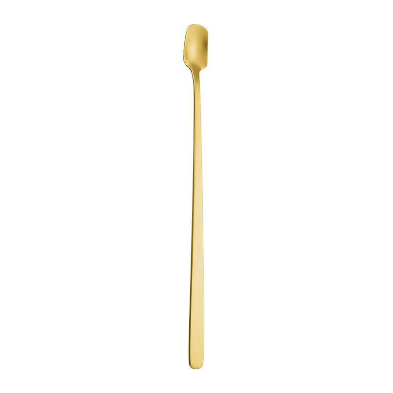 Stainless steel long handle stirring spoon milk powder coffee spoon dessert spoon creative golden small spoon small round spoon