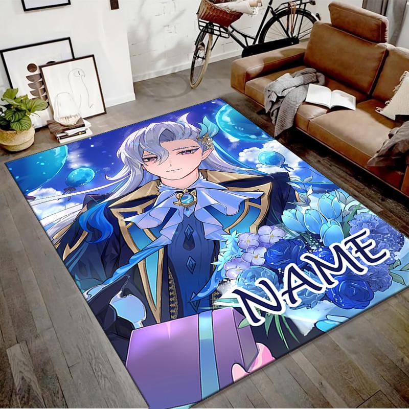 Custom Genshin Impact Mat Personalized Name, Polyester Washable Indoor Entryway Rug, Gift for Christmas, Easter, Thanksgiving Day