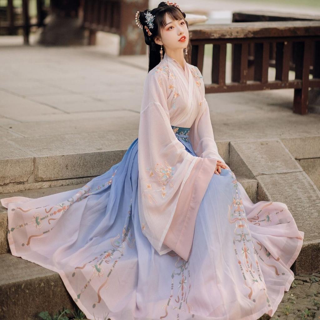 Damski garnitur jesienno-zimowy w stylu chińskiej dynastii Hanfu Wei Jin