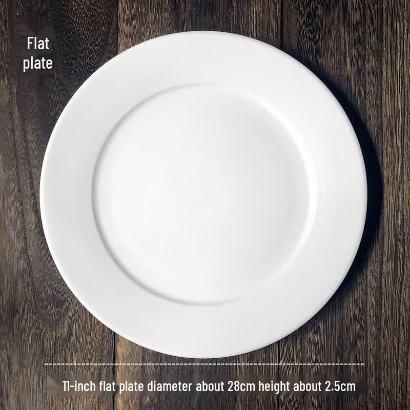 

Round White Ceramic Flat Dinner Plate