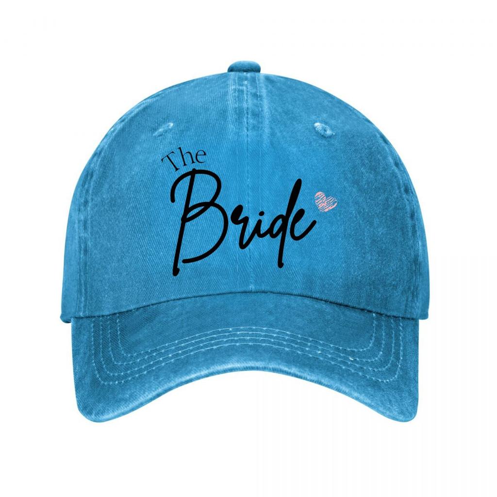 The Bride Script Text Pink Heart Wedding Washed Baseball Cap Outdoor For Womens Unisex FeUnisex