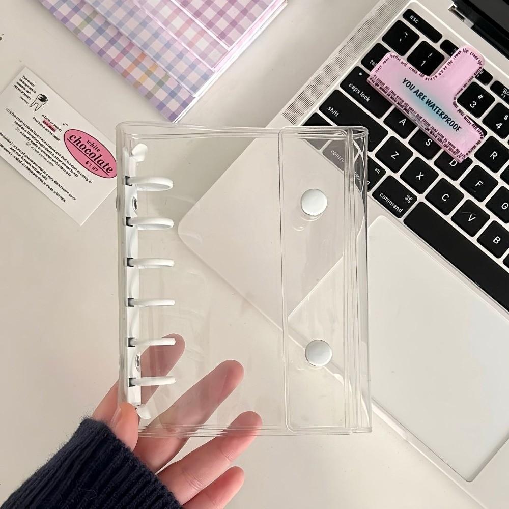 Candy Color Macaron-Themed A7 Binder Cover 6-Hole Transparent Collectible Organizer Double Button Widening Collect Book