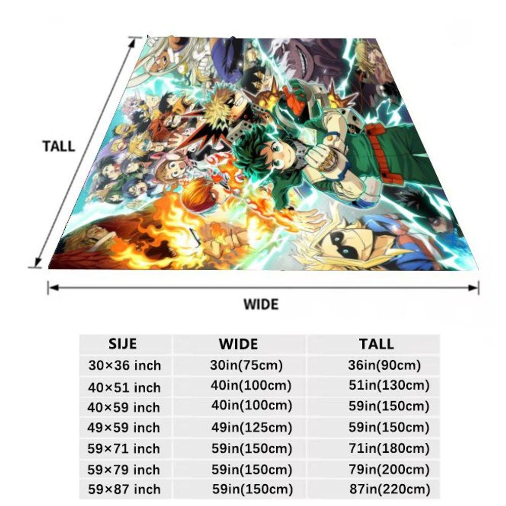 My Hero Academia Inspired Throw Blanket - Colorful Anime Character Collage Featuring Izuku Midoriya, Bakugo, Todoroki, and All M