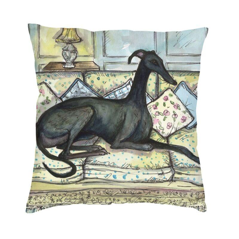 Love Greyhound-Kissenbezug, 66 x 66 cm, Whippet Hound Dog, weicher nordischer Überwurf-Kissenbezug, Heimdekoration, Sofa, modischer Kissenbezug