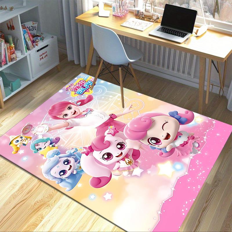 Pink Magical Girl Fairies Carpet For Playroom Bedroom Living Room Sofa Home Decor Kids Game Area Rug Nonslip Floor Mat