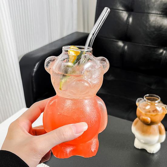 Bear Shaped Glass Cup 320ml Cute Teddy Bear Wine Glass Unique Champagne Tumbler Juice Drinking Glassware Birthday Gift