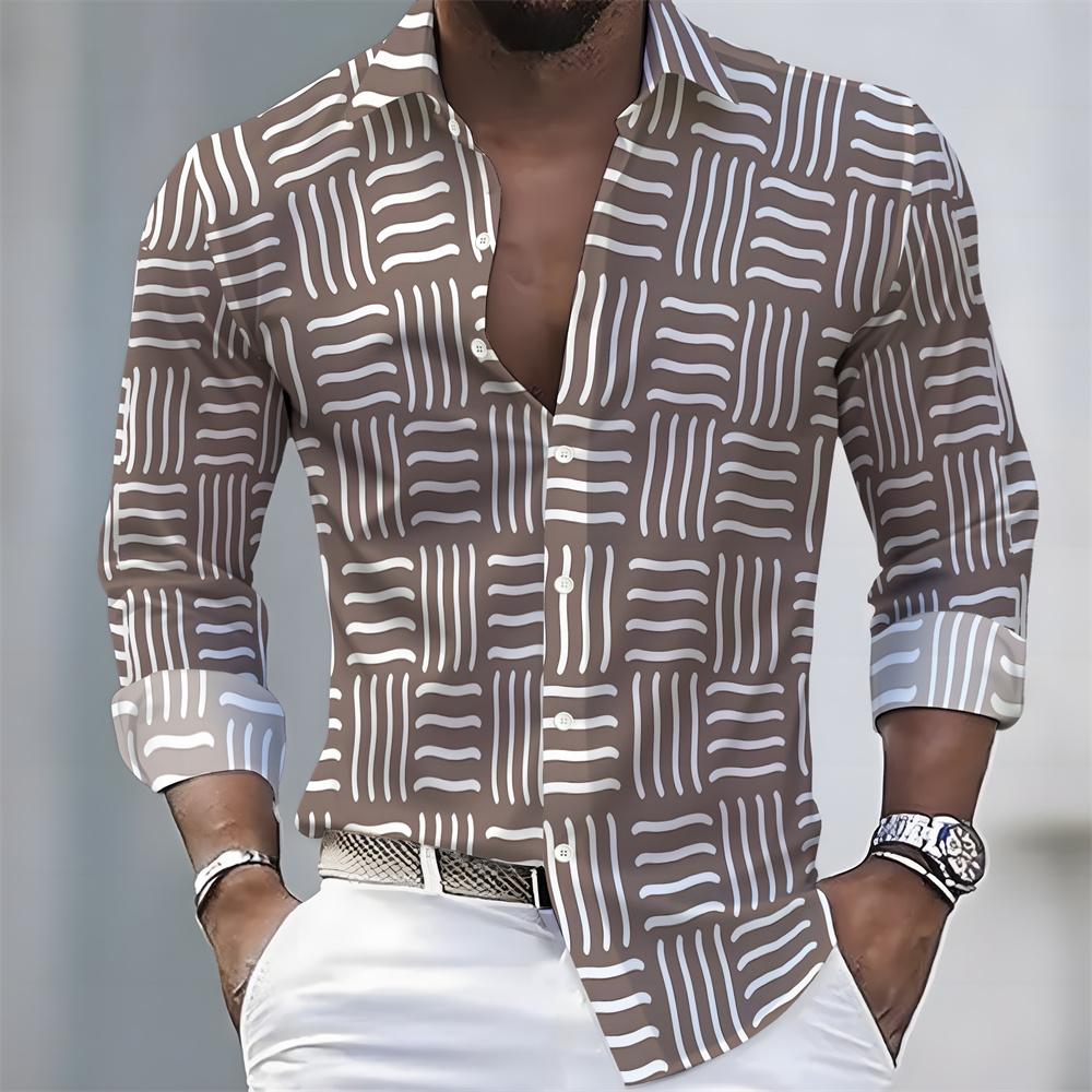 Men's Striped Long-Sleeved Shirt - Stylish, Business Casual, and Comfortable Men's Top, Suitable for Various Occasions.