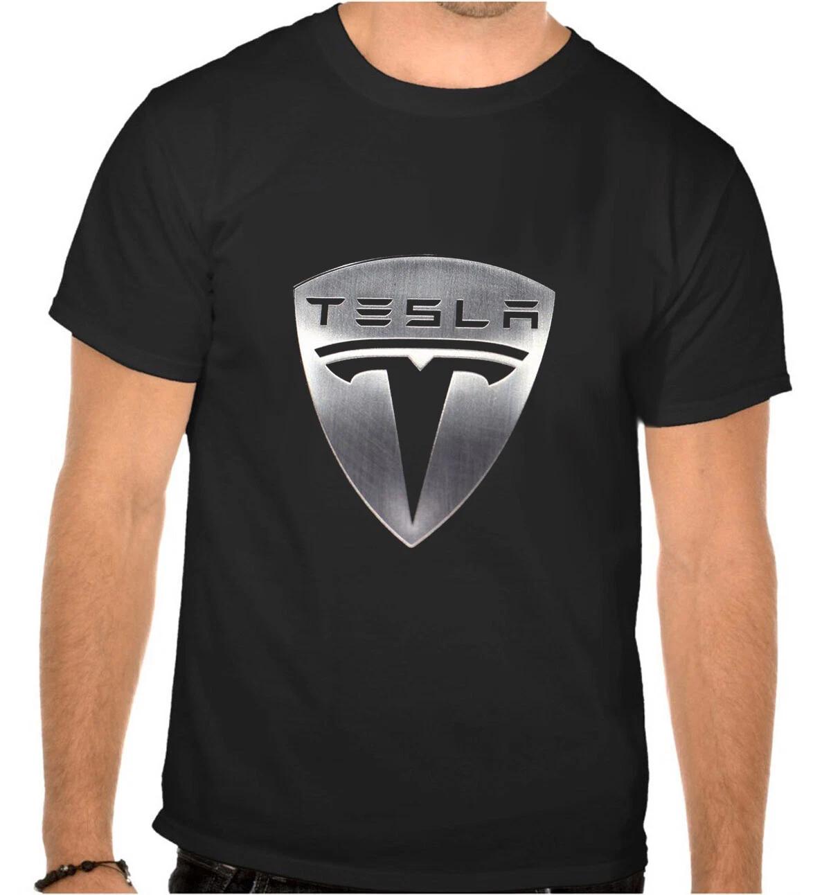 Tesla Car Logo BLACK T-Shirt - 1093- S