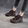 Fashion 2025 Autumn and Winter New 4cm Handmade Genuine Leather Women's Shoes Retro Flat Versatile Soft Cowhide Lace Up Short Boots