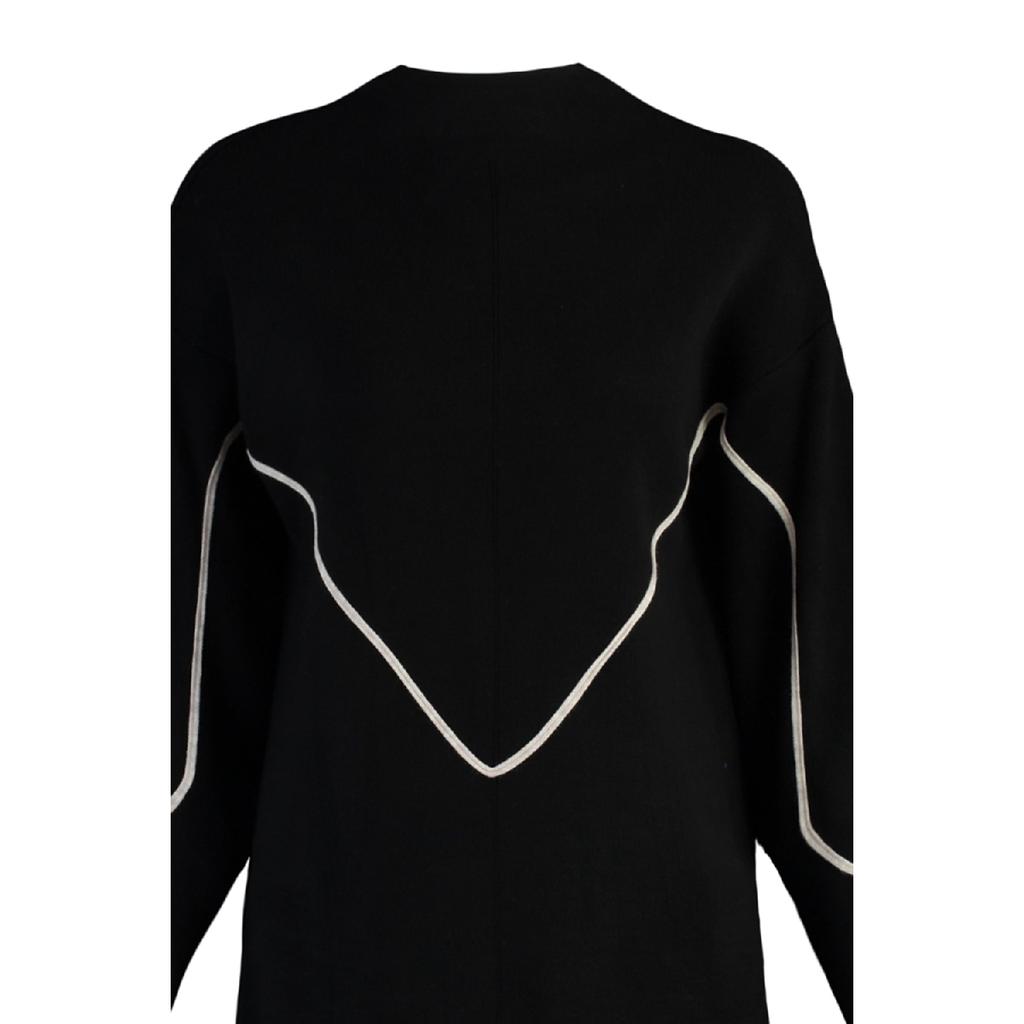 Ecru Stripe Piping Detailed Knitwear Sweater Tctaw22ak0002