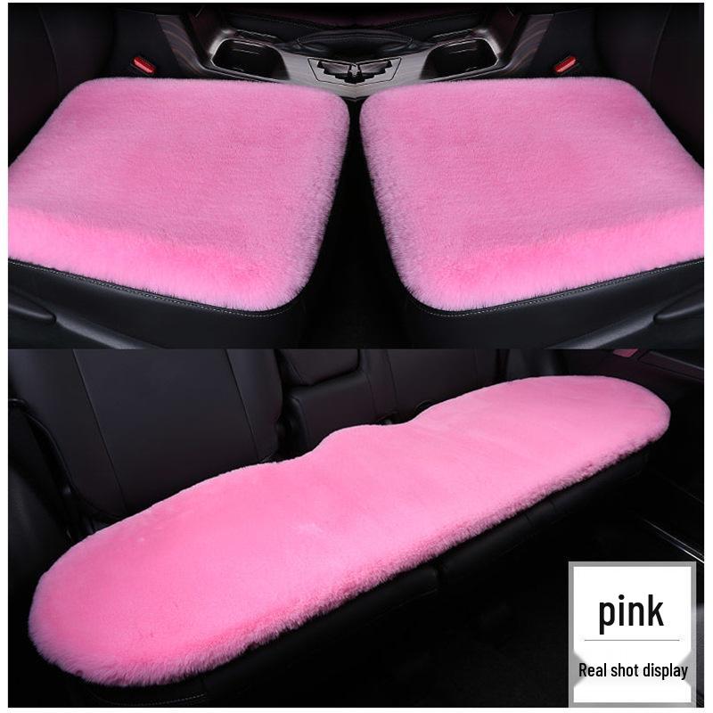 Winter Rabbit Plush Car Seat Cushion Set - 3-Piece No-Back Design for Single Seats