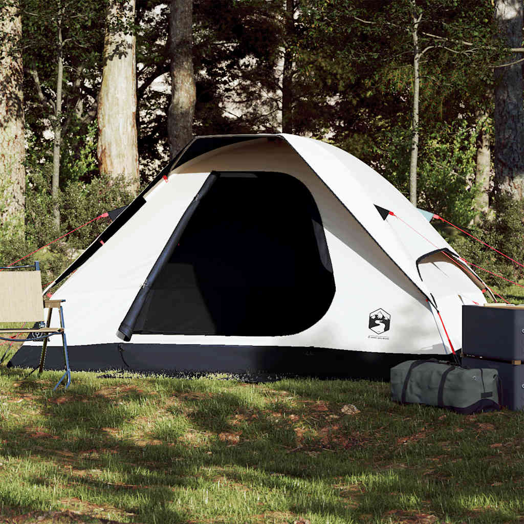 Dome Camping Tent for 2 Persons White & Dark Waterproof