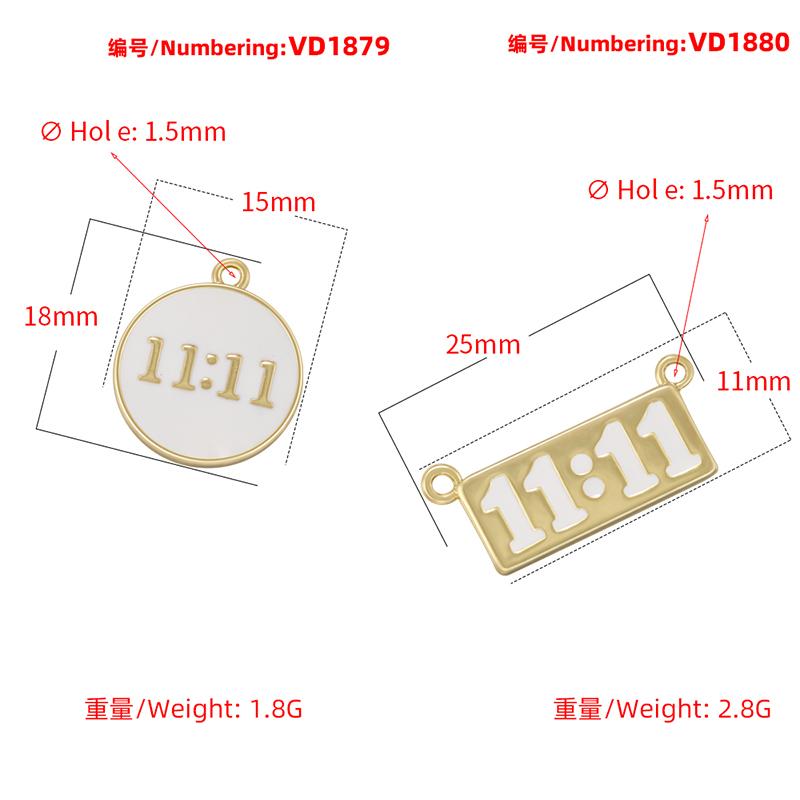 Angel Number Amulet 11:11 Number Charms Pendant for Men and Women Lucky Jewellery Handmade Copper Metal Accessories:VD1879VD1880