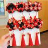 Tassel Bow Wig Braid Hair Rope Flower Ancient Style Scrunchines Chinese New Year Headwear  Children