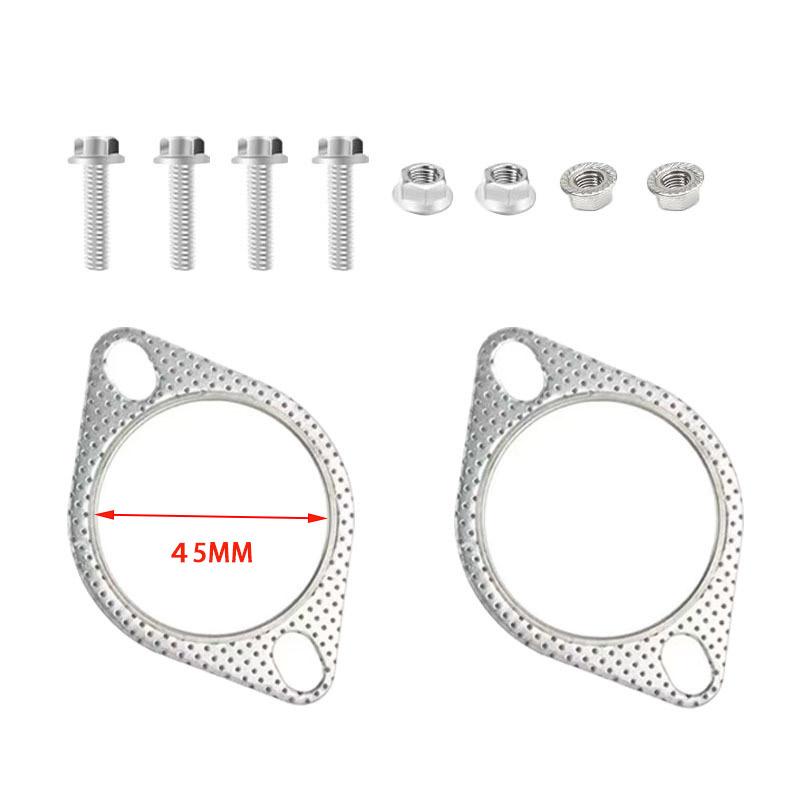 2 Bolt Exhaust Flange Gasket Kit, Car Exhaust Seal Gasket with Bolts Nuts Washers, Diamond 2 Hole for Auto Exhaust Repair