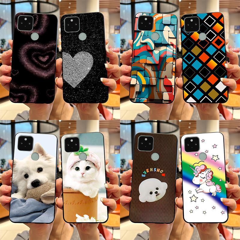 For Google Pixel 5 5A Case Cute Cat Cartoon Love Heart Silicone Soft TPU Back Cover For Pixel 5 5a Shockproof Protective Coque