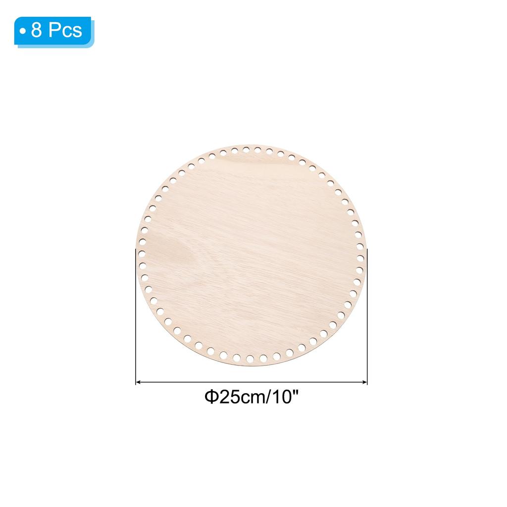 PATIKIL Diameter Round Crochet Wooden Basket Set of for DIY Basket and Home Decor 10-inch Bottoms, 8, Brown, Crafts, Making,