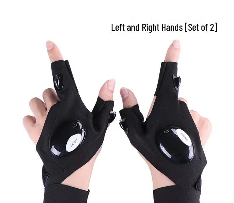 LED Flashlight Fishing Gloves - Luminous Finger Lamp for Night Fishing and Repairs