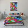 Colorful Dinosaur Cartoon Illustration Print Bedding Set 1Duvet Cover 2 Pillowcases For Adult And Children Luxury Gift Full Size