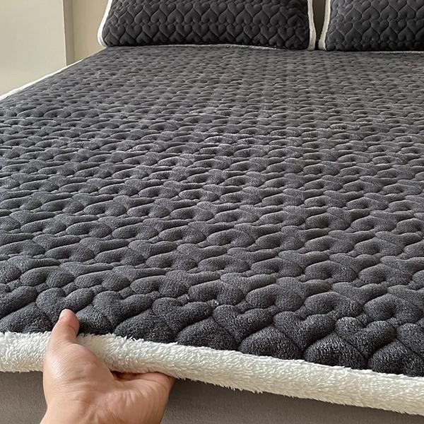 

WTEMPO Thickened Winter Plush Bed Sheets Blankets Coral Velvet Blankets Mattresses Flannel Single Anti-slip Bed Blankets for Dormitories 90*200cm сірий
