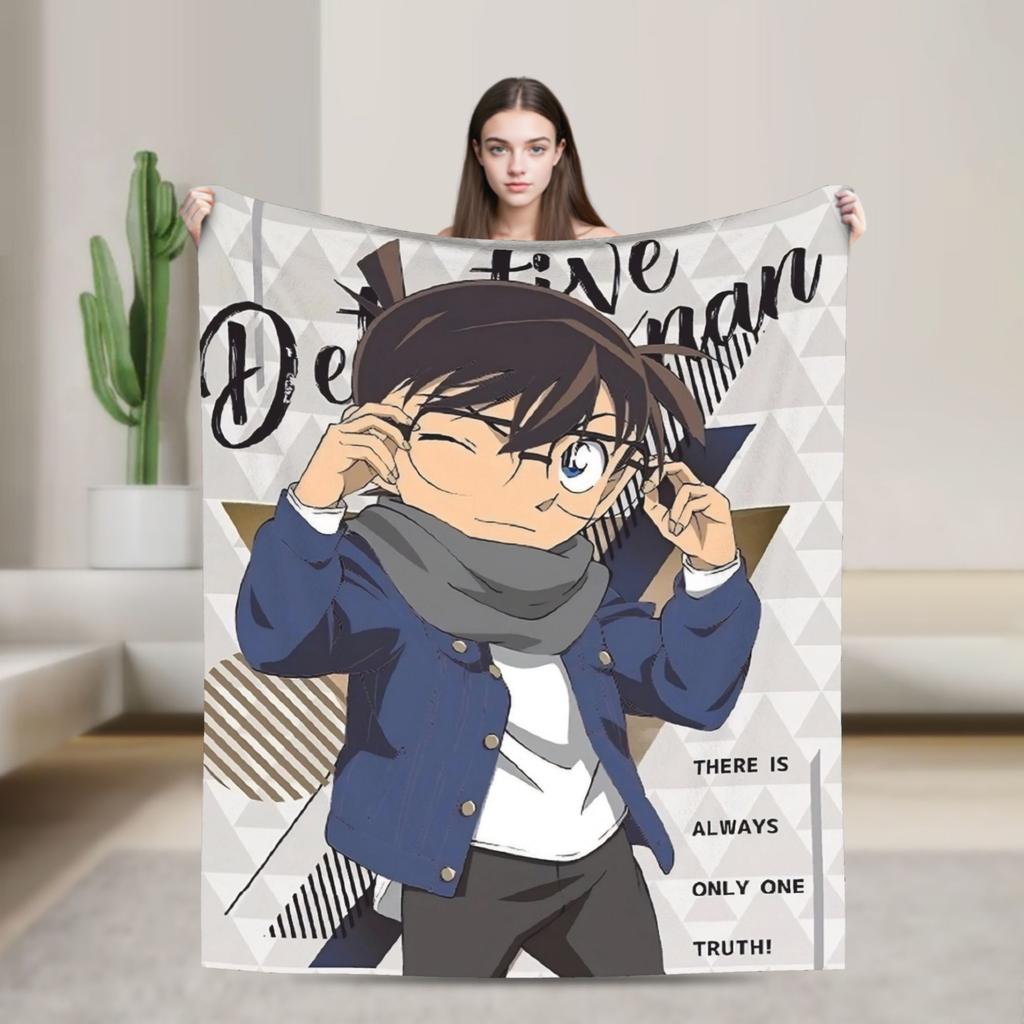 Detective Conan Blanket Coral Fleece Plush Spring Autumn Multi-function Super Soft Throw Blankets for Sofa Bedroom Bedspread
