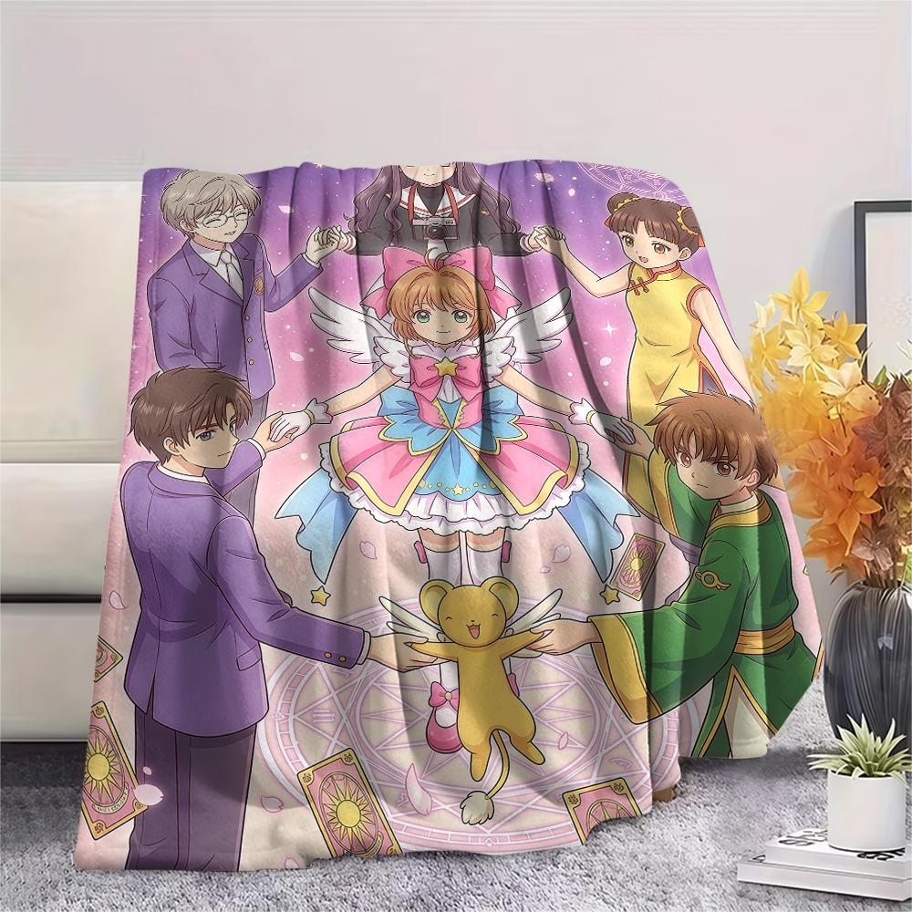 Cardcaptor Sakura Group & Magical Pattern Flannel Blanket, Comfortable for All Seasons, Home Decor, Warmth and Comfort, Perfect for Gifts.