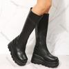 Módní dámské vysoké boty 2025 podzim zima nové silná podrážka punkový styl vysoké kozačky pro ženy černé klínky vysoké podpatky gotické boty