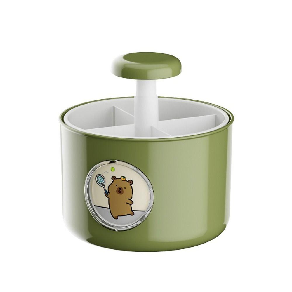 

Capybara Desktop Storage Box 4 Grid Stationery Organiser Rotating Pen Holder Stationery Storage зелений
