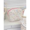 Rose Floral Cotton Makeup Bag With Breathable Storage For Daily Use