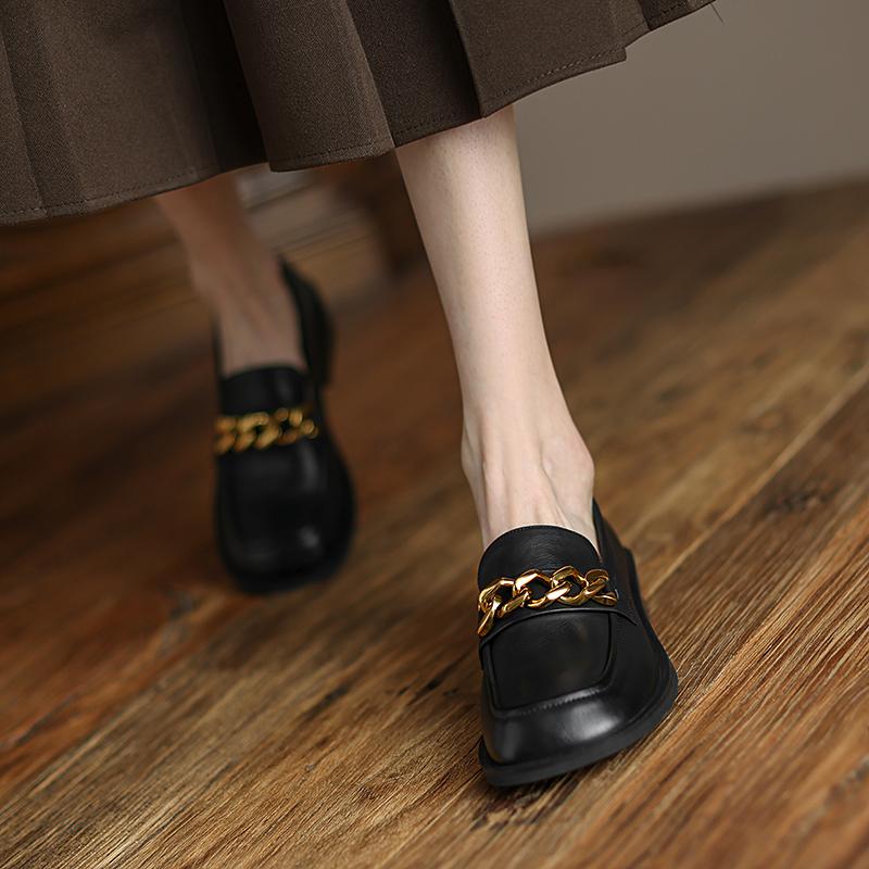 Neue Mode Aus Echtem Leder Frauen Schuhe Casual Slip -On Loafers Karree Plattform Schuhe Schuhe Frau Zapatos De Mujer Frauen