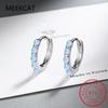 Round Natural Colorful Moonstone 925 Sterling Silver Hoop Earrings for Woman Gemstone Fine Jewelry Huggies Wedding Party Gift
