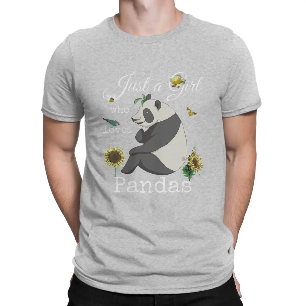 Just Girl Who Loves Pandas Sunflower Floral Kawaii Panda TShirt Kawaii Anime Panda Crewneck Tops Cotton T Shirt Humor Unisex