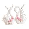 2Pcs White Swan Figurines, Modern Swan Statue Sculpture Ornament Table