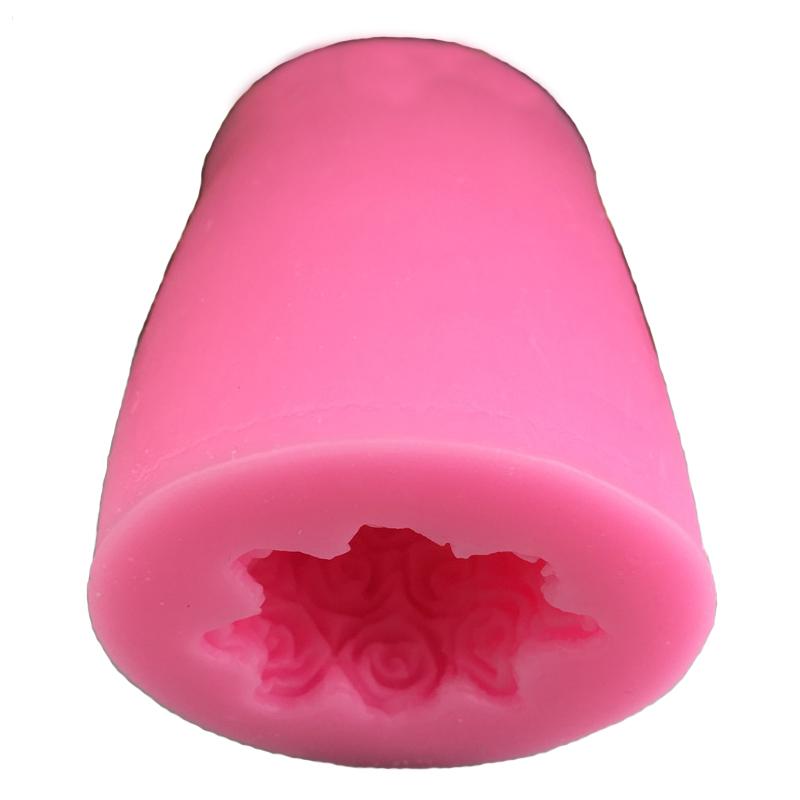 Factory Cheap 3D Classic Popular Nice Roses Pillar Cylinder Shape Silicone DIY Handmade Ornaments Wax Soap Candle Mold