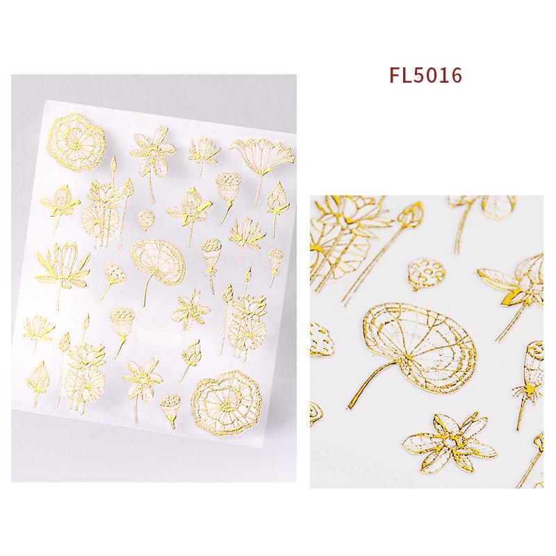 1pc 3D Nail Stickers Spring Summer Natural Flower Leaves Simulation Dried Flower Dragonfly Nail Applique Water Slides Decoration