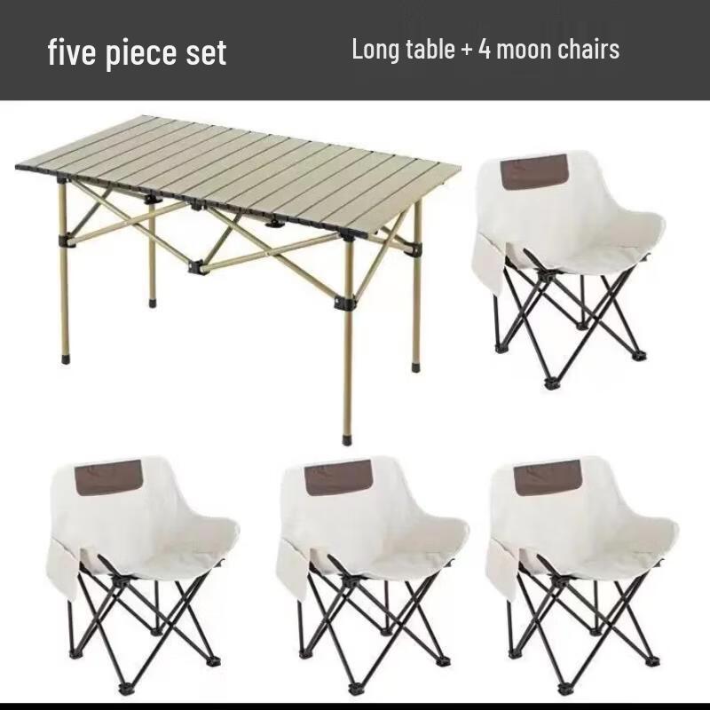 

Outdoor Carbon Steel Roll-up Camping Dining Set 5-piece Set