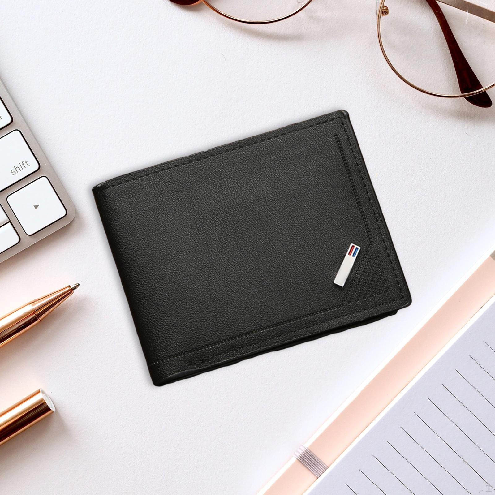 

Мужской кошелек-держатель портативный прочный модный короткий клатч для парня в командировке на день рождения чёрный